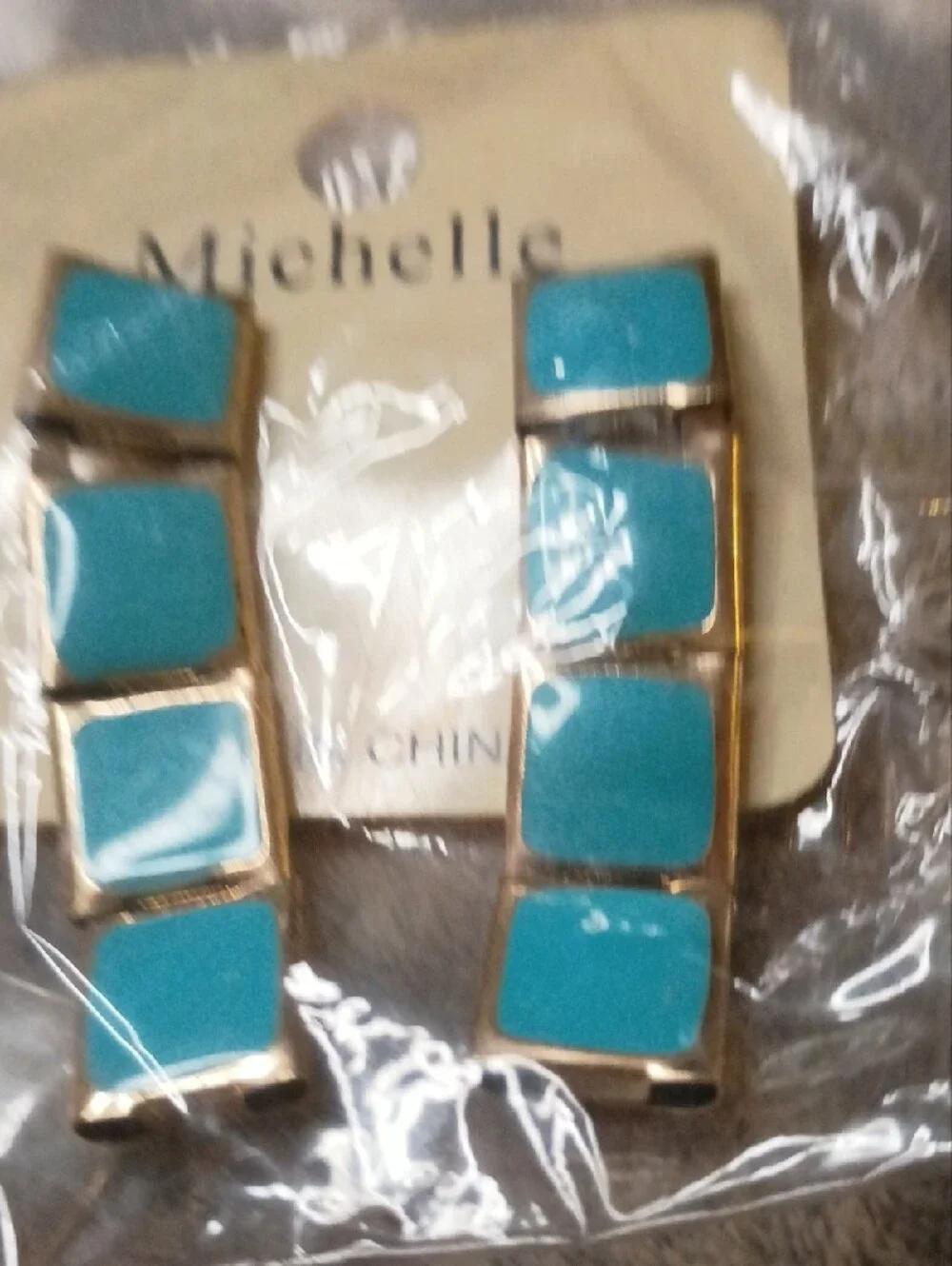 Michelle Turquoise Color Square Drop Earrings